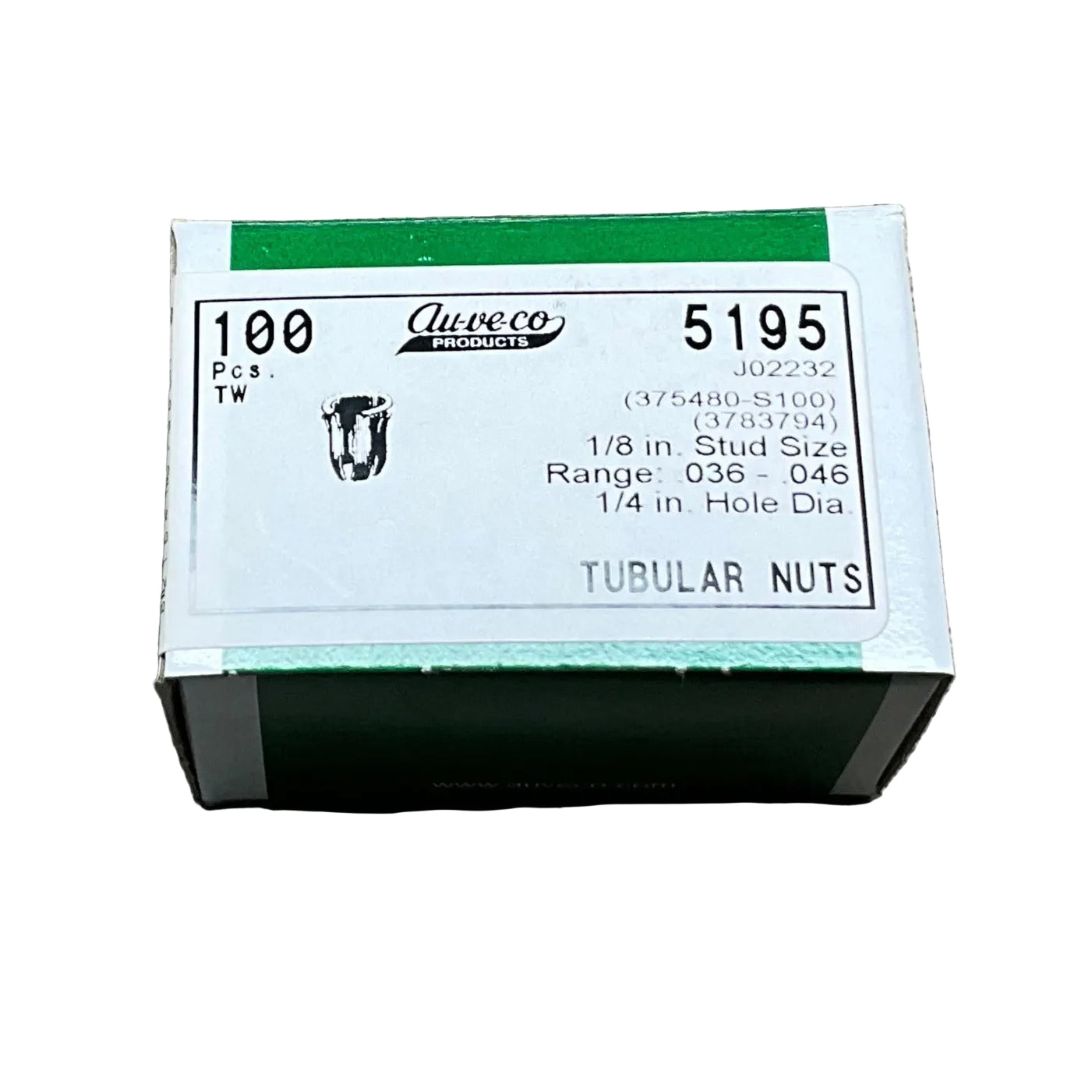 Auveco 5195 TUBULAR NUT (Barrel Clips) FOR 1/8 STUD 100 pcs.