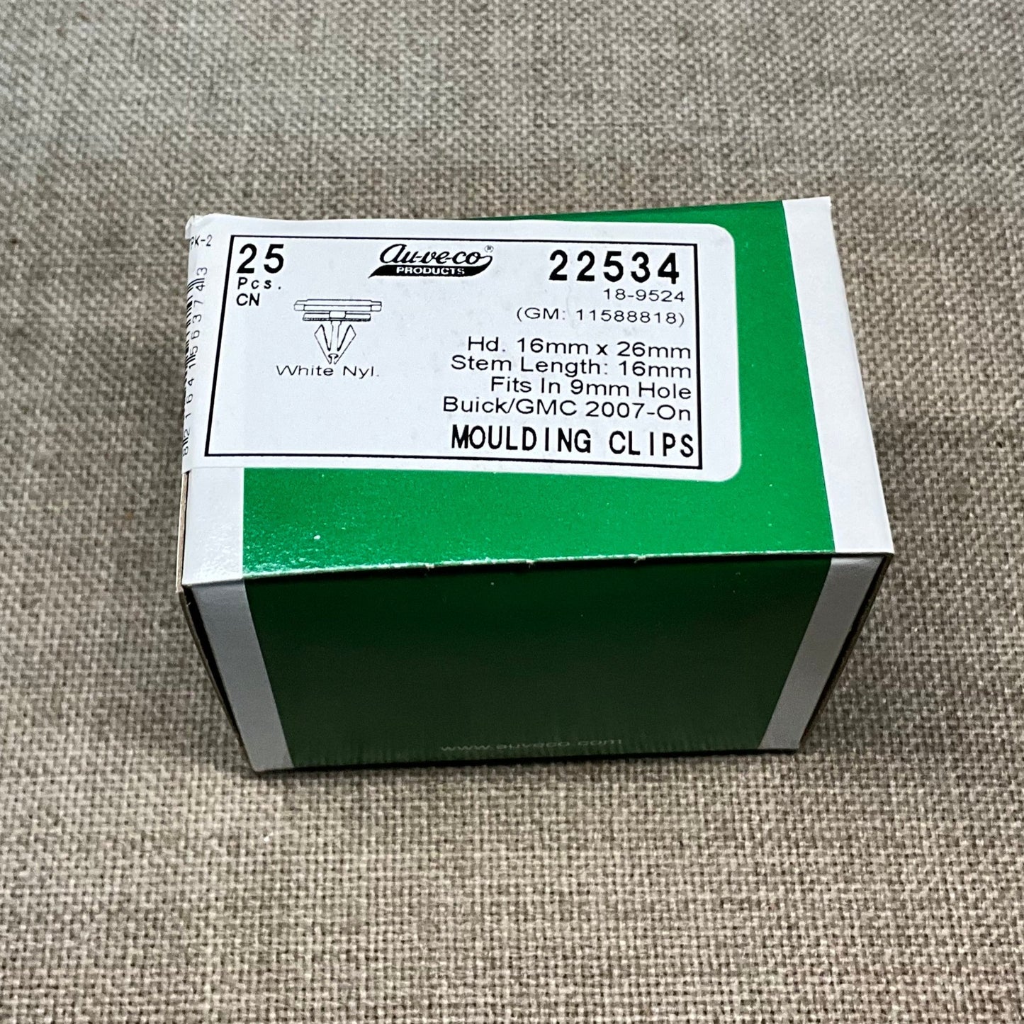 Auveco 22534 Moulding Clip GM 11588818 Package Quantity - 25