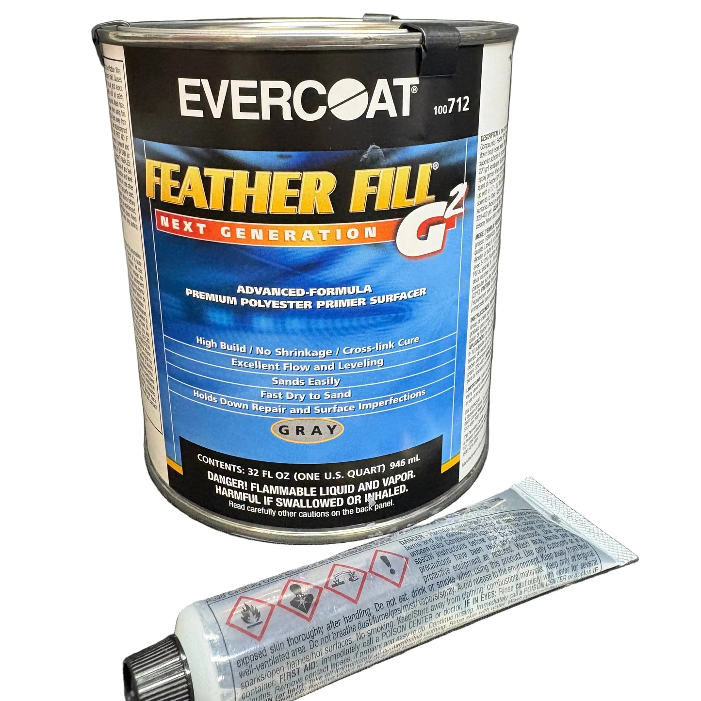 Evercoat Feather Fill G2 Premium Polyester Primer Surfacer for Fiberglass, SMC & More - 32 Fl Oz WITH HARDENER