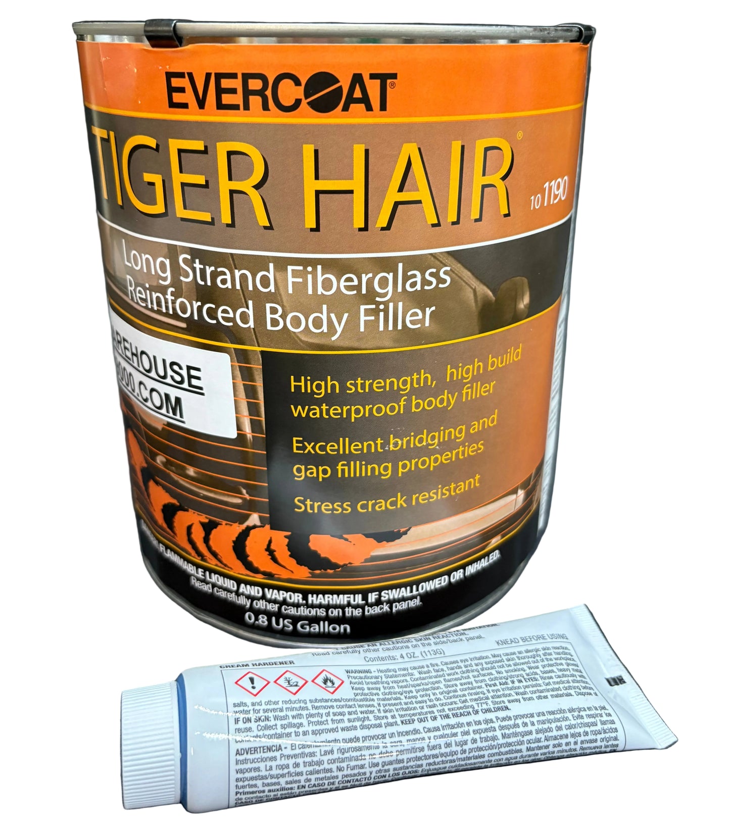 Evercoat Tiger Hair Long Strand Fiberglass reinforced Waterproof Body Filler (128 Fl. oz) WITH HARDENER(101190)