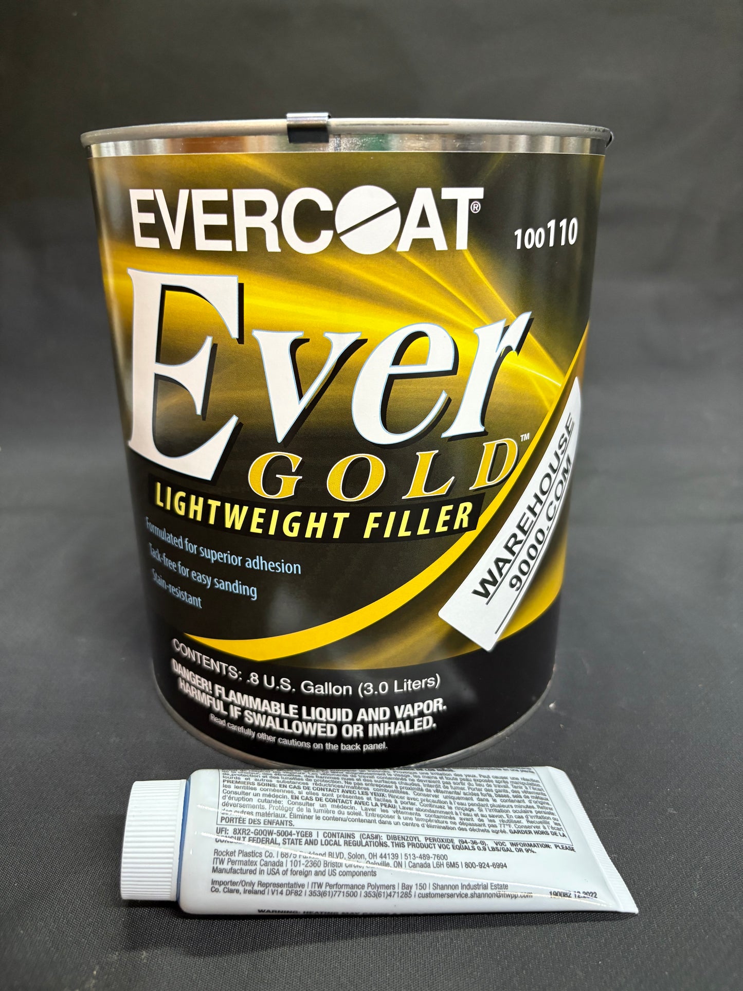 Evercoat EverGold Lightweight Filler - Easy Sanding Body Filler for Professional Use - 128 Fl Oz WITH HARDENER