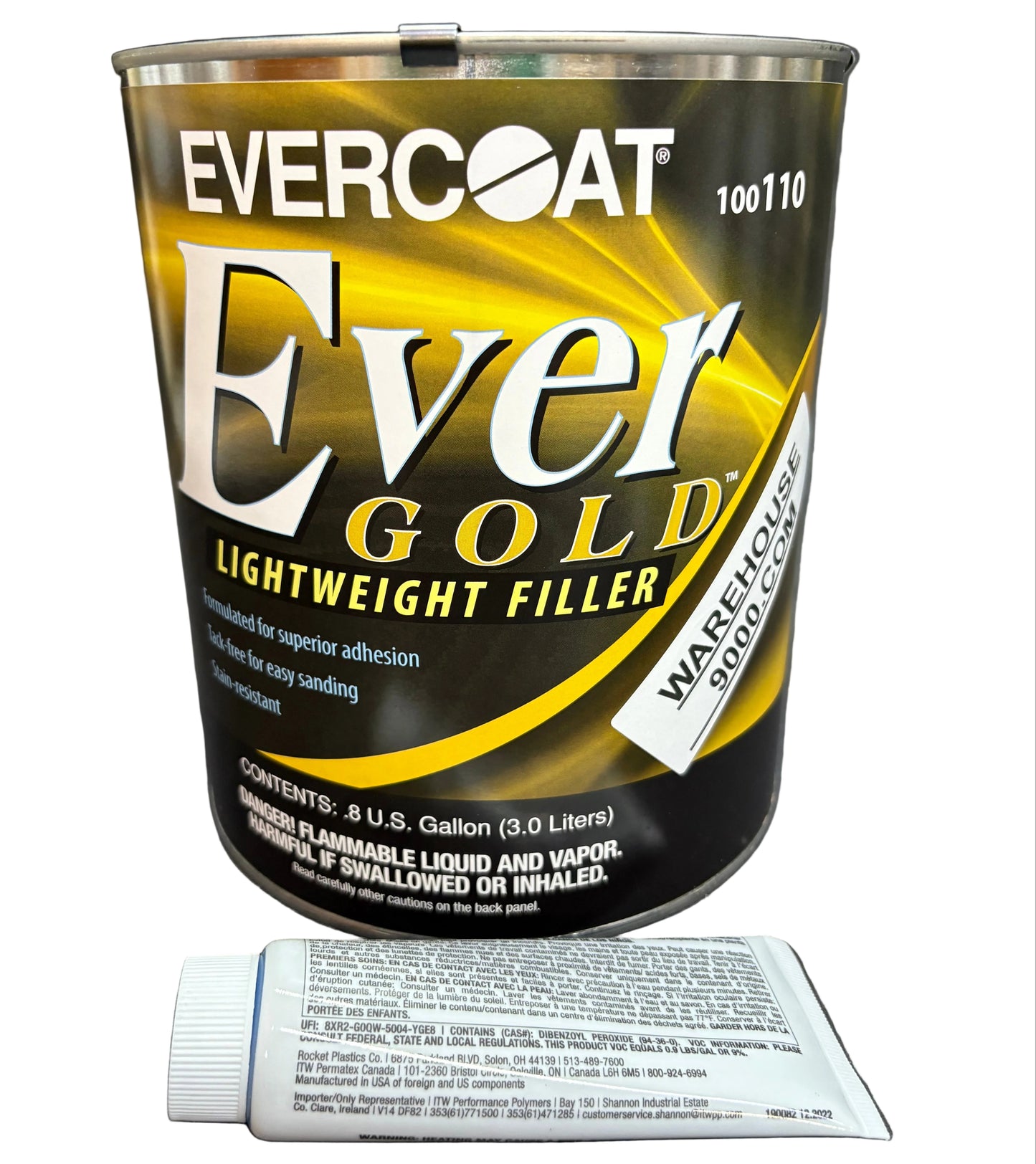 Evercoat EverGold Lightweight Filler - Easy Sanding Body Filler for Professional Use - 128 Fl Oz WITH HARDENER