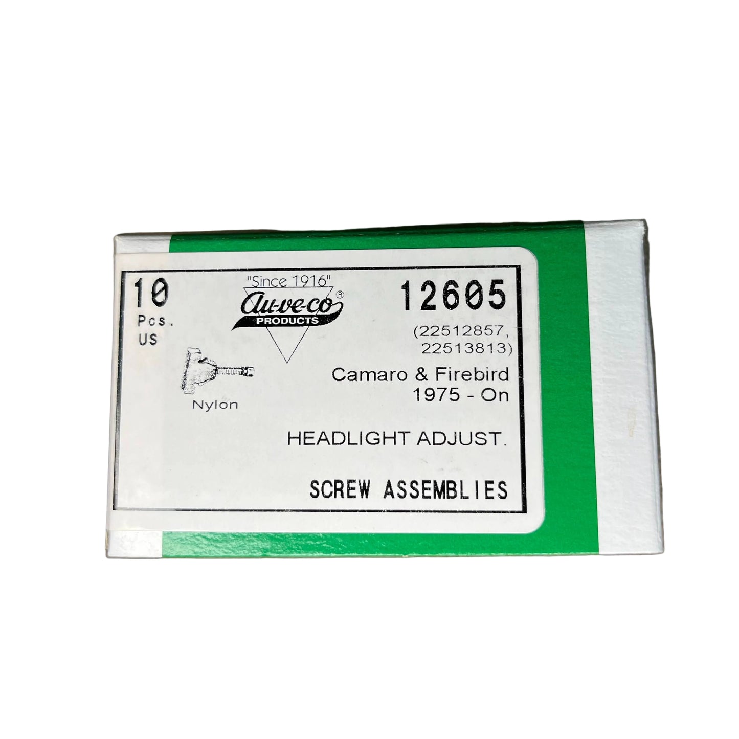 10 Headlight Adjusting Screw and Nut Assembly Auveco 12605 Camaro : 22512857