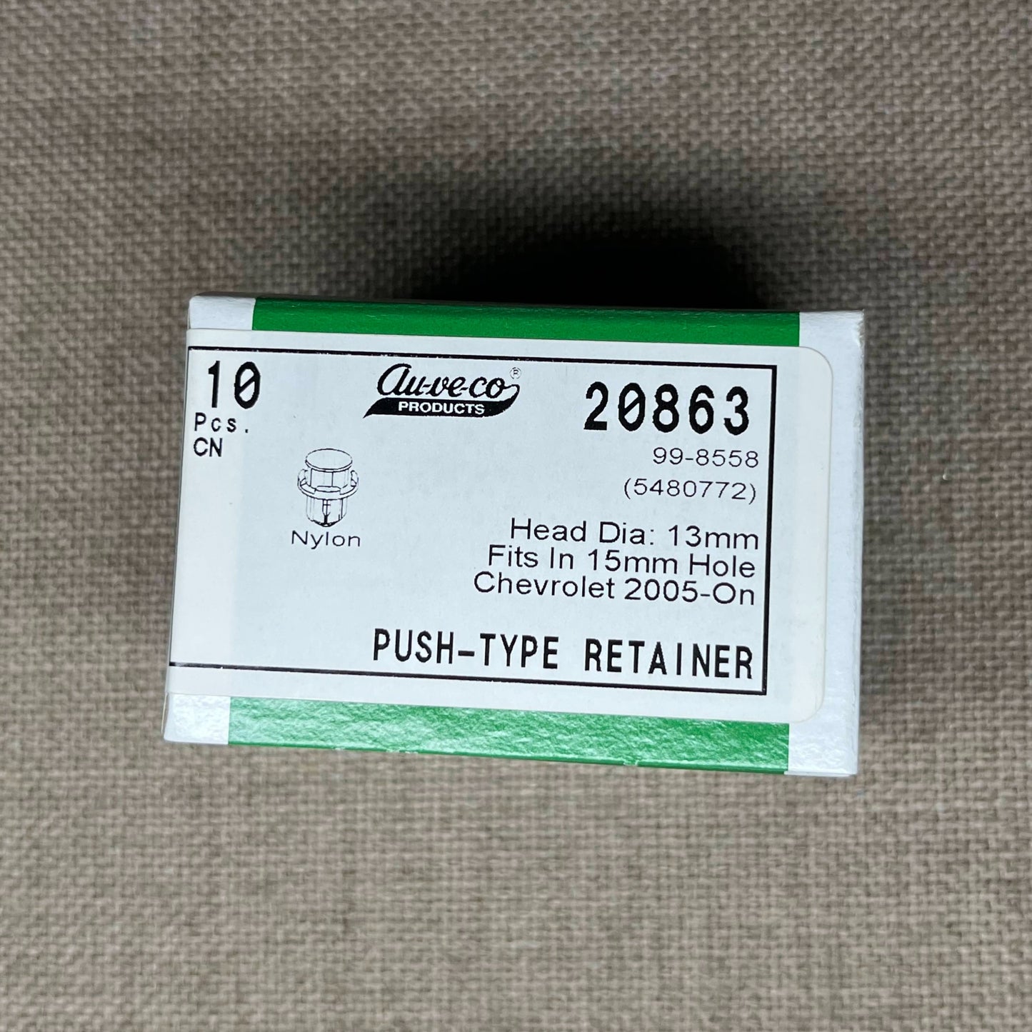 10 Push Type Retainers Auveco 20863 OEM Chevrolet : 5480772 From 2005 - On