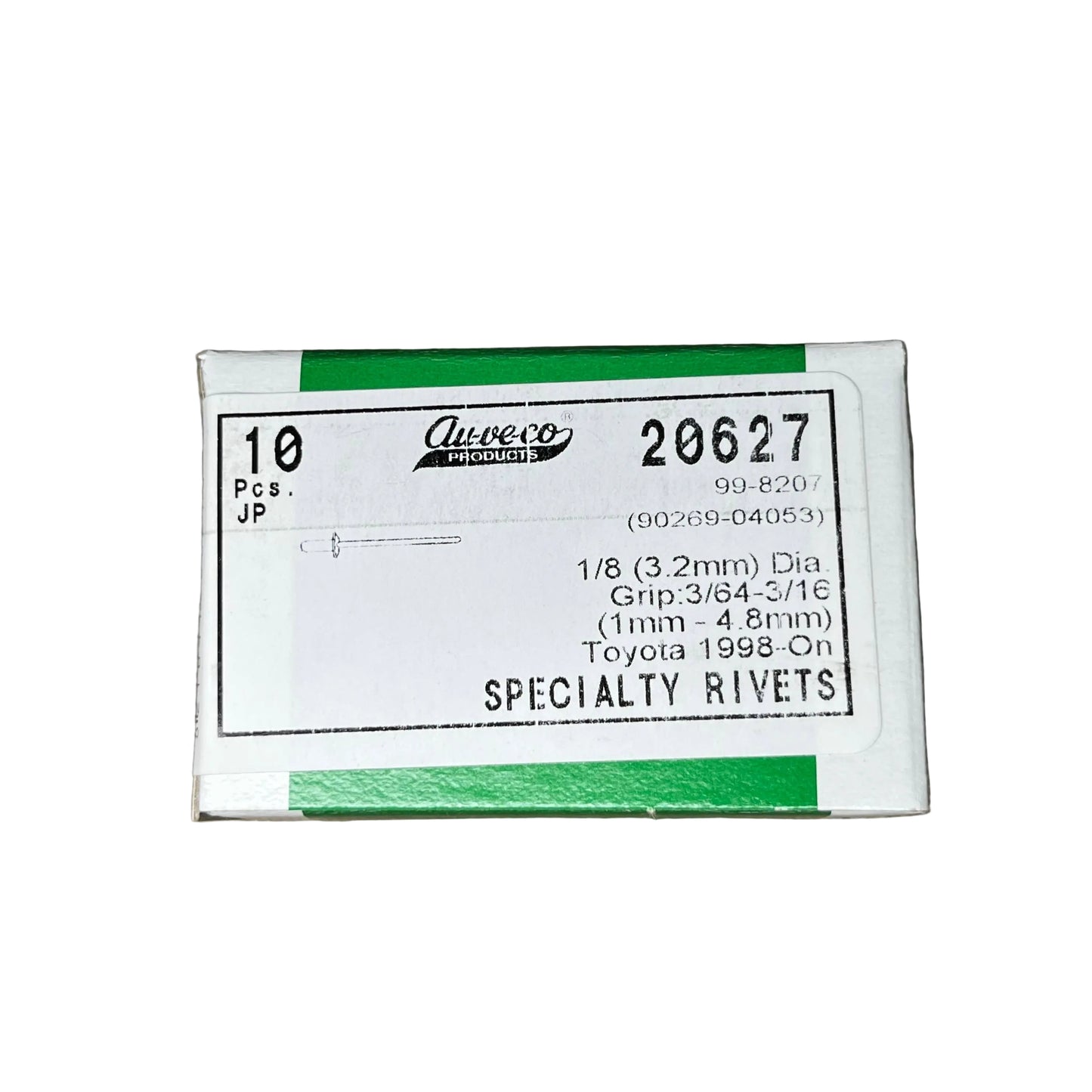 10 Specialty Rivets Auveco 20627 For Toyota : 90269-04053 Land Cruiser 1998 On