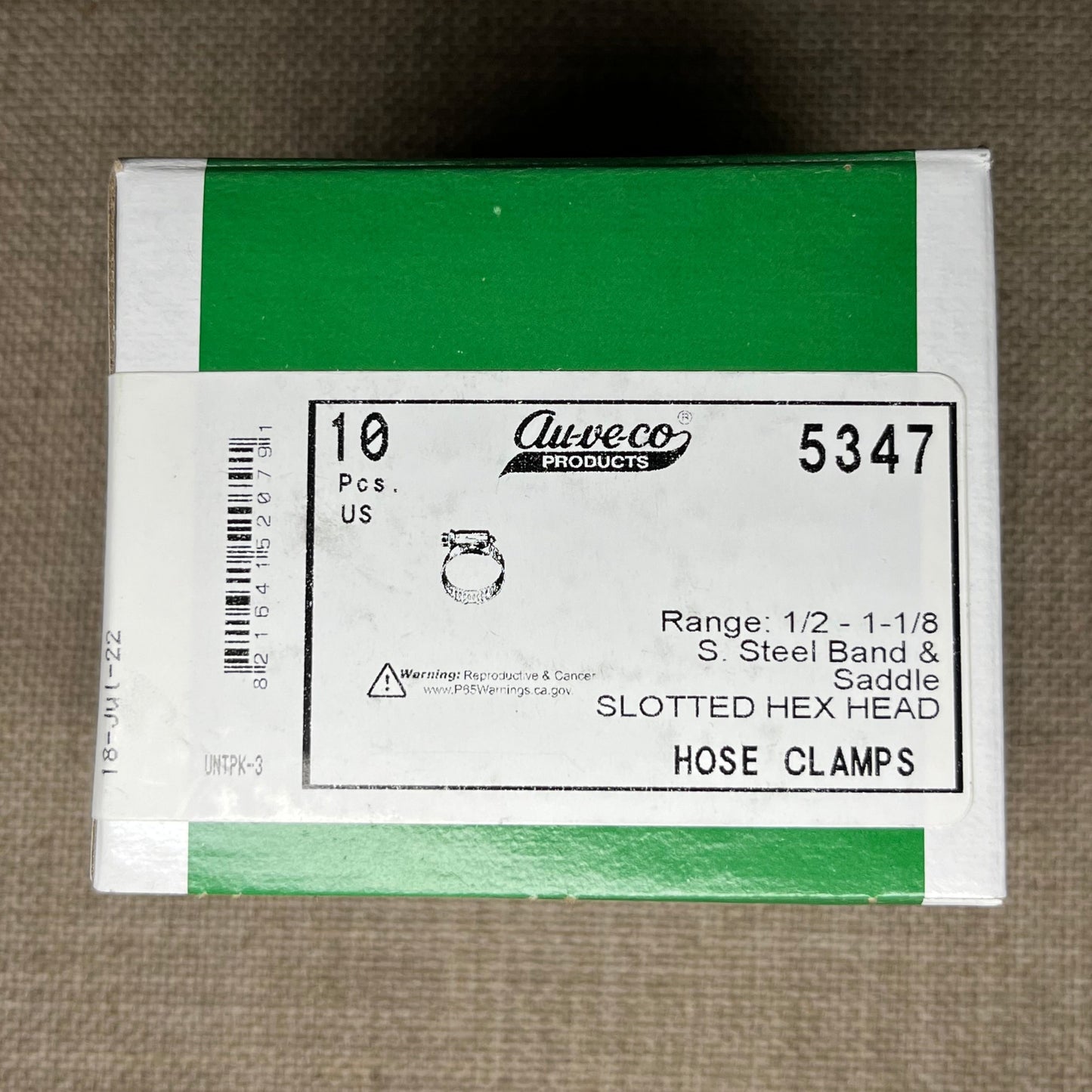 10-Auveco 5347 Slotted Hex Head Hose Clamps Range 1/2-1-1/8 Steel Band & Saddle