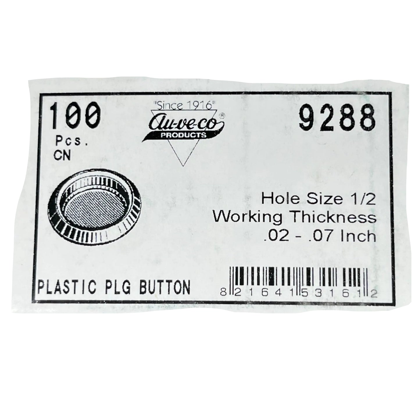 100 Auto Plastic Undercoat Rustproof Plug Caps Buttons auveco 9288 Rust Plug