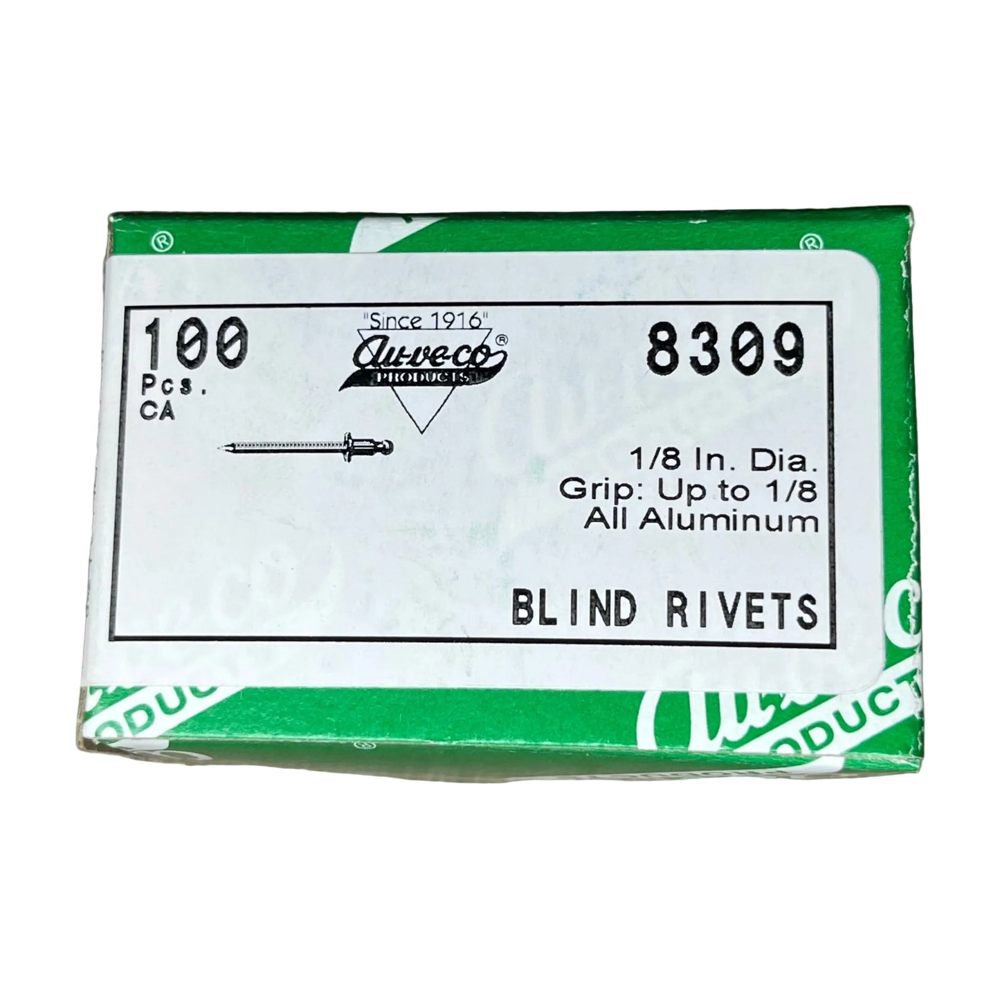 100 Alum. Blind Rivets Auveco 8309 Similar to POP : AD42ABS & Marson : AB4-2A