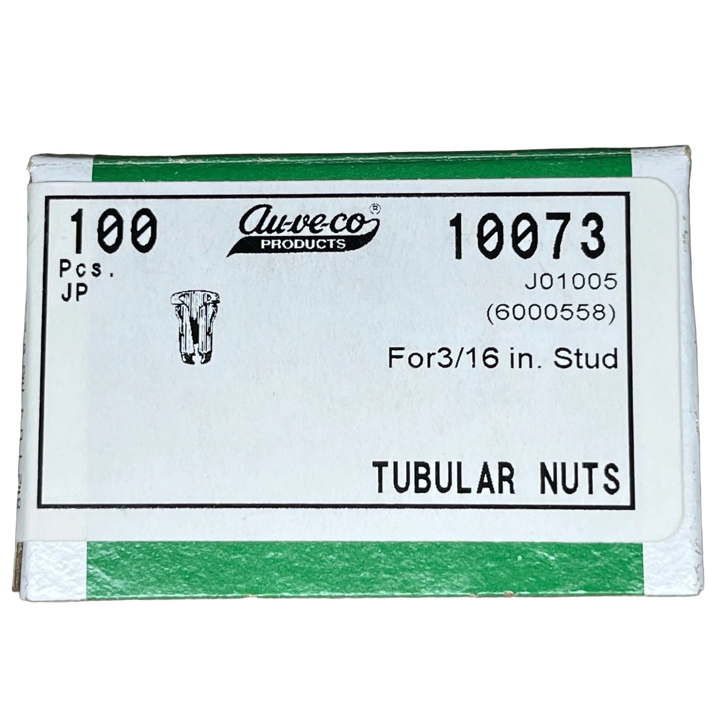 100 Auveco 10073 Tubular Nut 3/16" Stud and 7/32" Hole, 6000558 Barrel Clips
