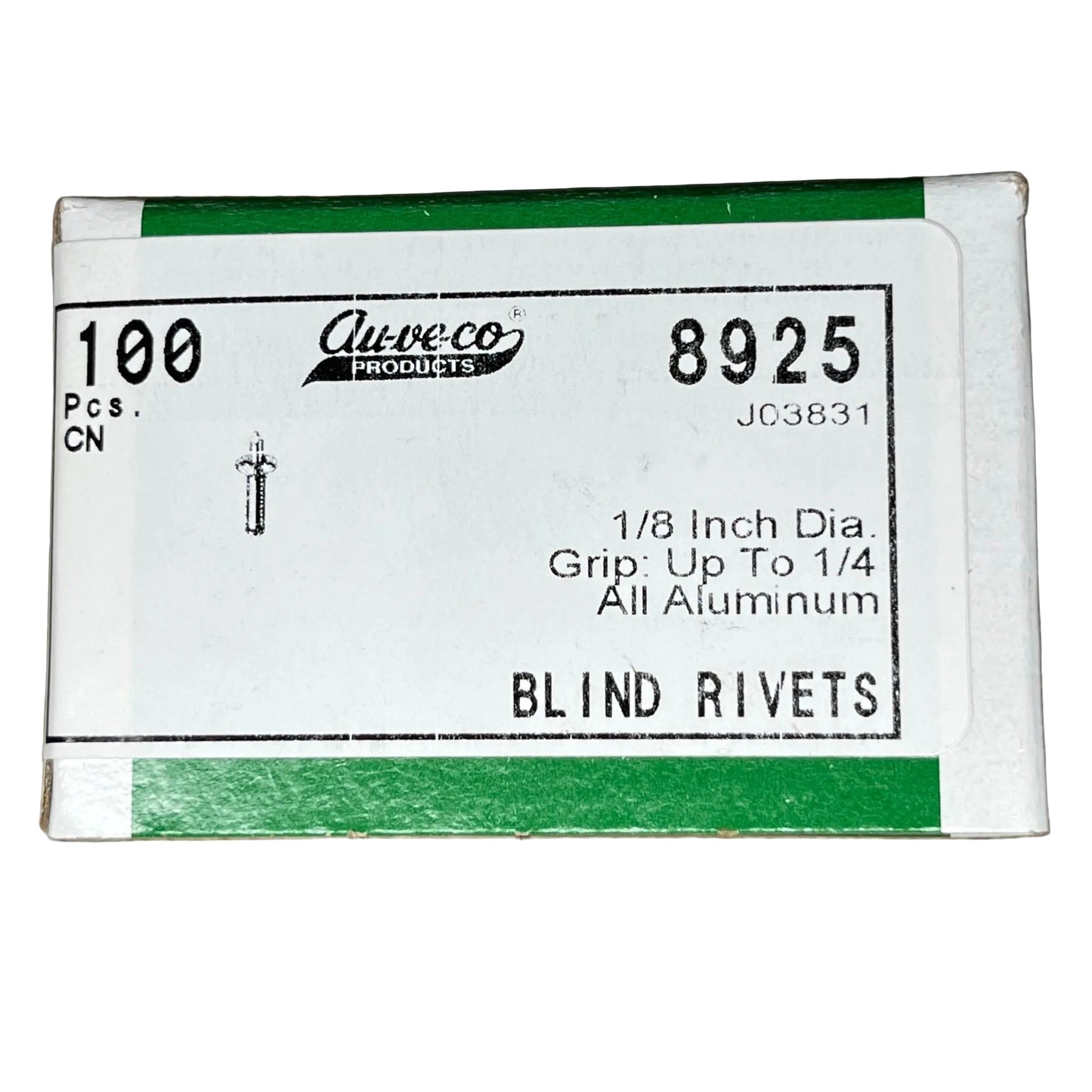 100 Blind Rivets Auveco 8925 Similar to POP - AD44ABS Marson - AB4-4A Universal