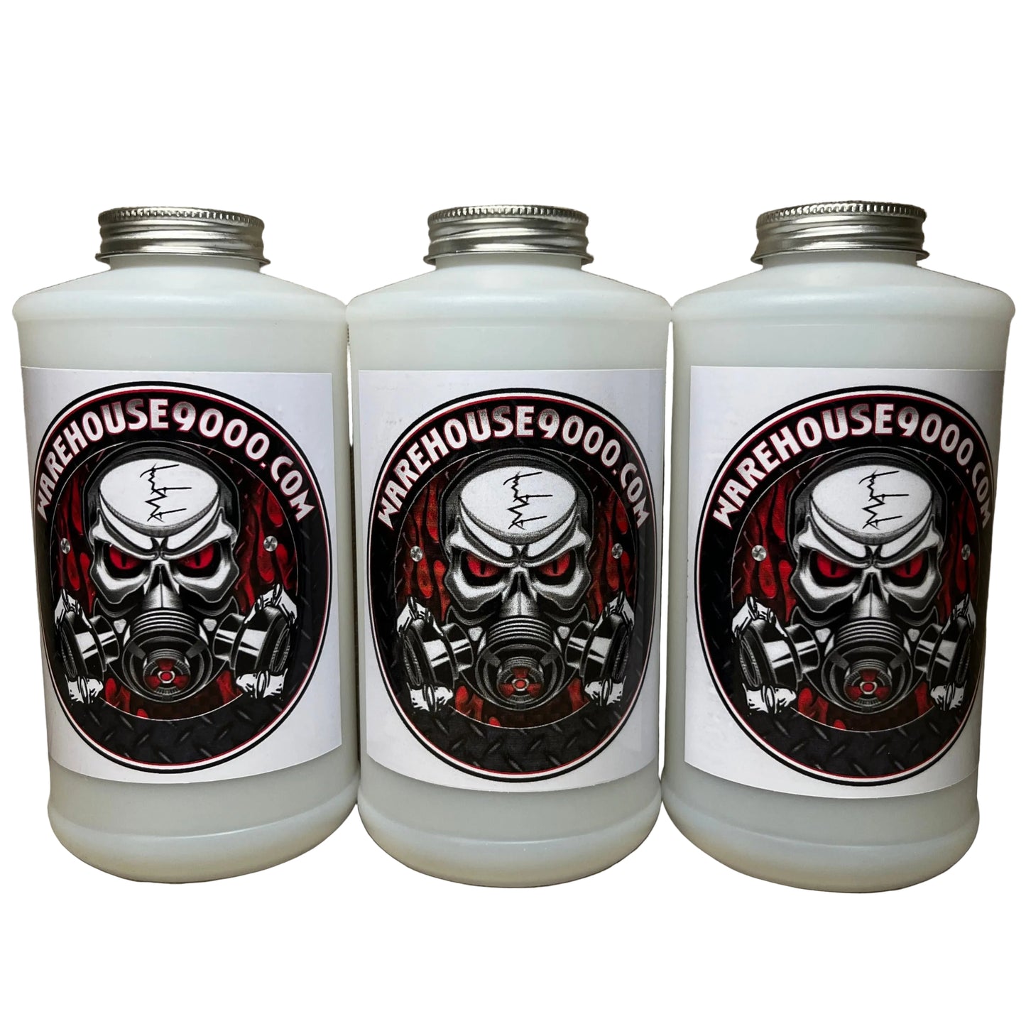 3 Empty White Quart Bottles for Undercoating Guns
