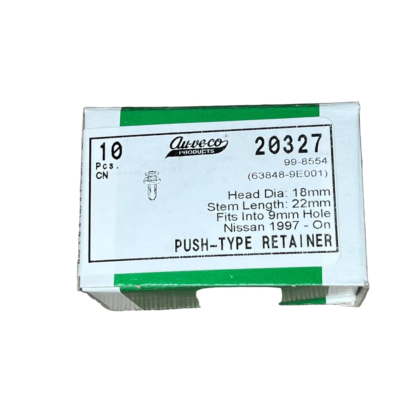 10 Bumper Fascia Push-Type Retainers Auveco 20327 Import Autos 63848-9E001