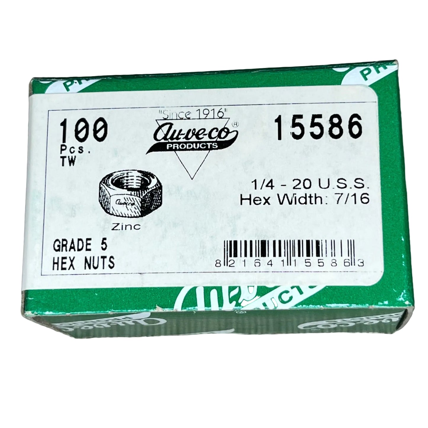 100 Grade 5 Hex Nuts Auveco 15586 Automobile ATV General Purpose Universal Use