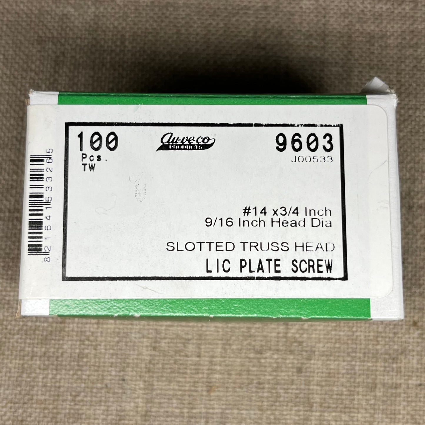 100 License Plate Screws Auveco 9603 Auto Fasteners Car Truck Dealer Body Shops