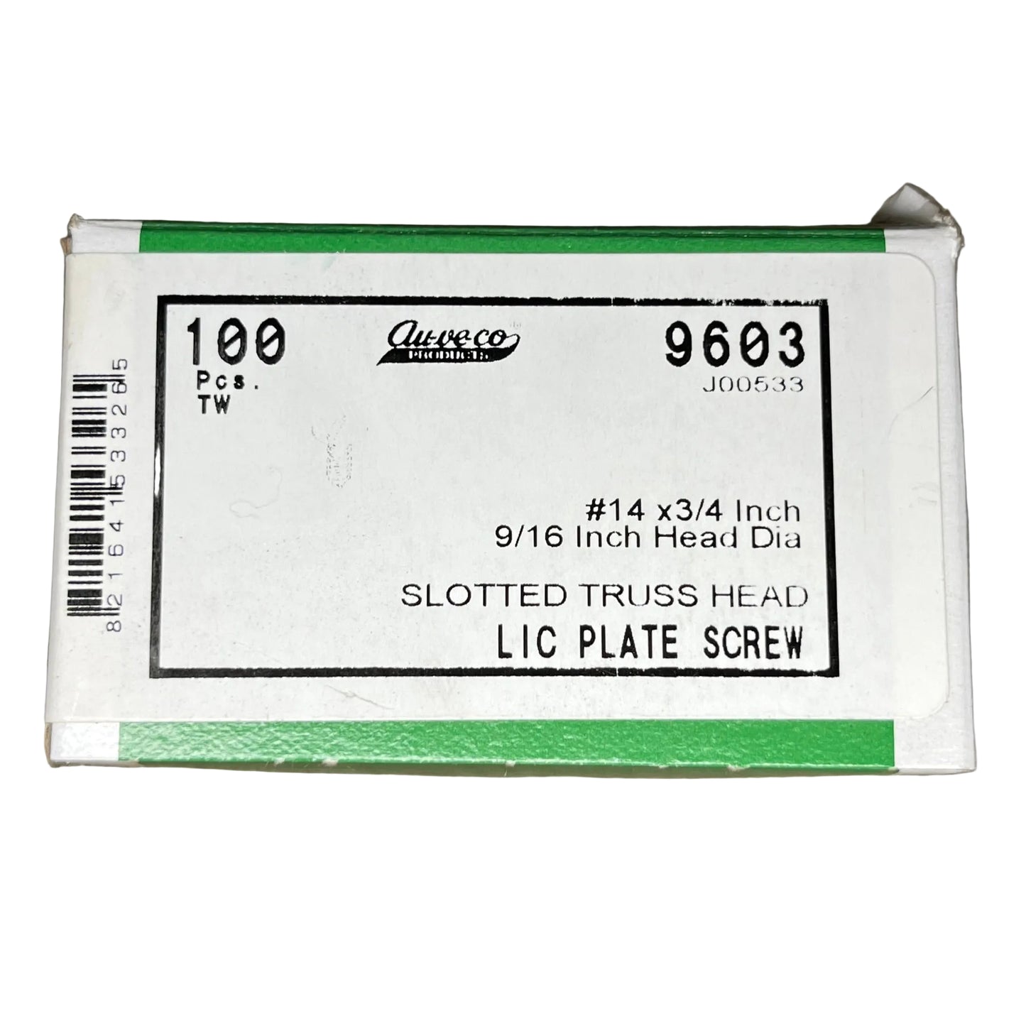 100 License Plate Screws Auveco 9603 Auto Fasteners Car Truck Dealer Body Shops
