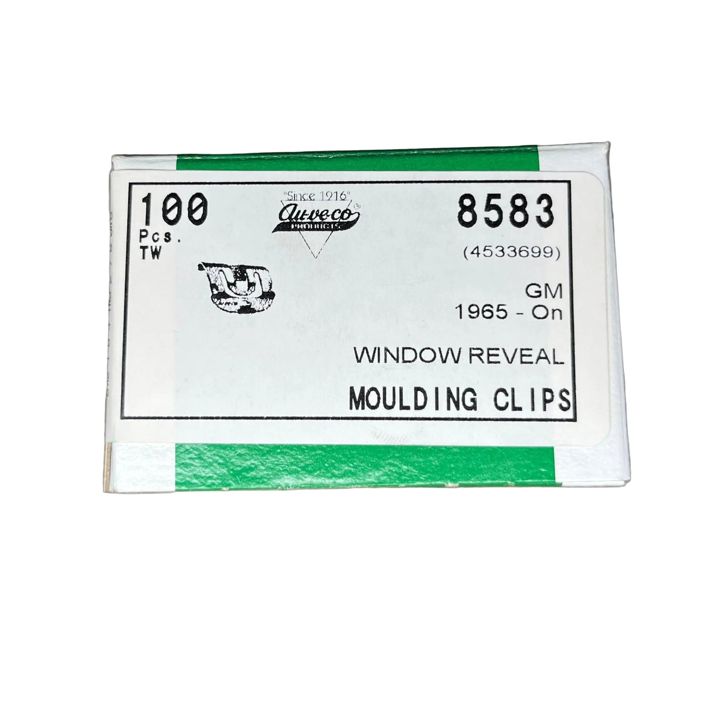 100 Piece Window Reveal Moulding Clip Auveco 8583 GM OEM: 4533699 From 1965 On