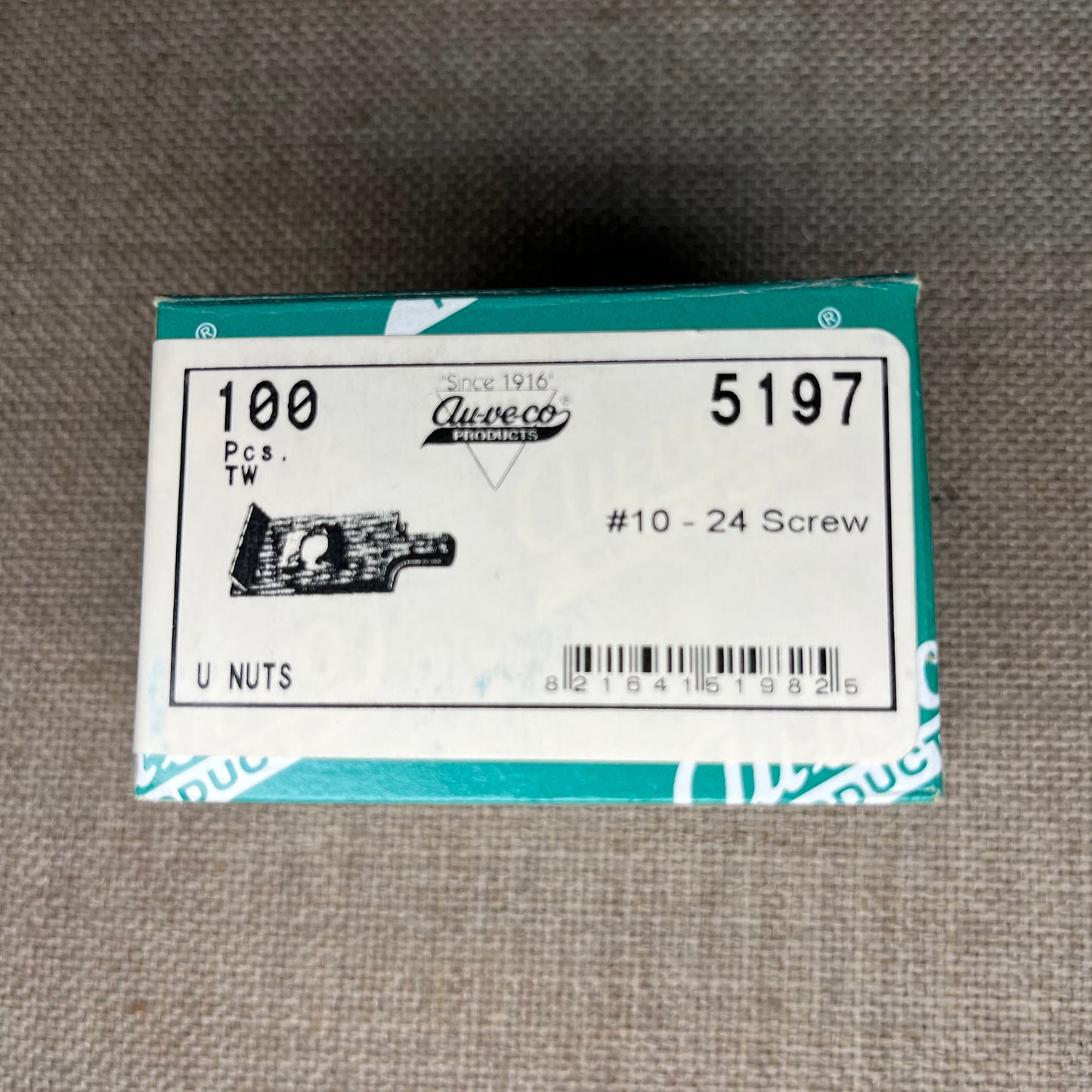 100-Auvec0 5197 U-Nut #10-24 Screw Size, 9/16" Center of Hole to Edge, Phosphate