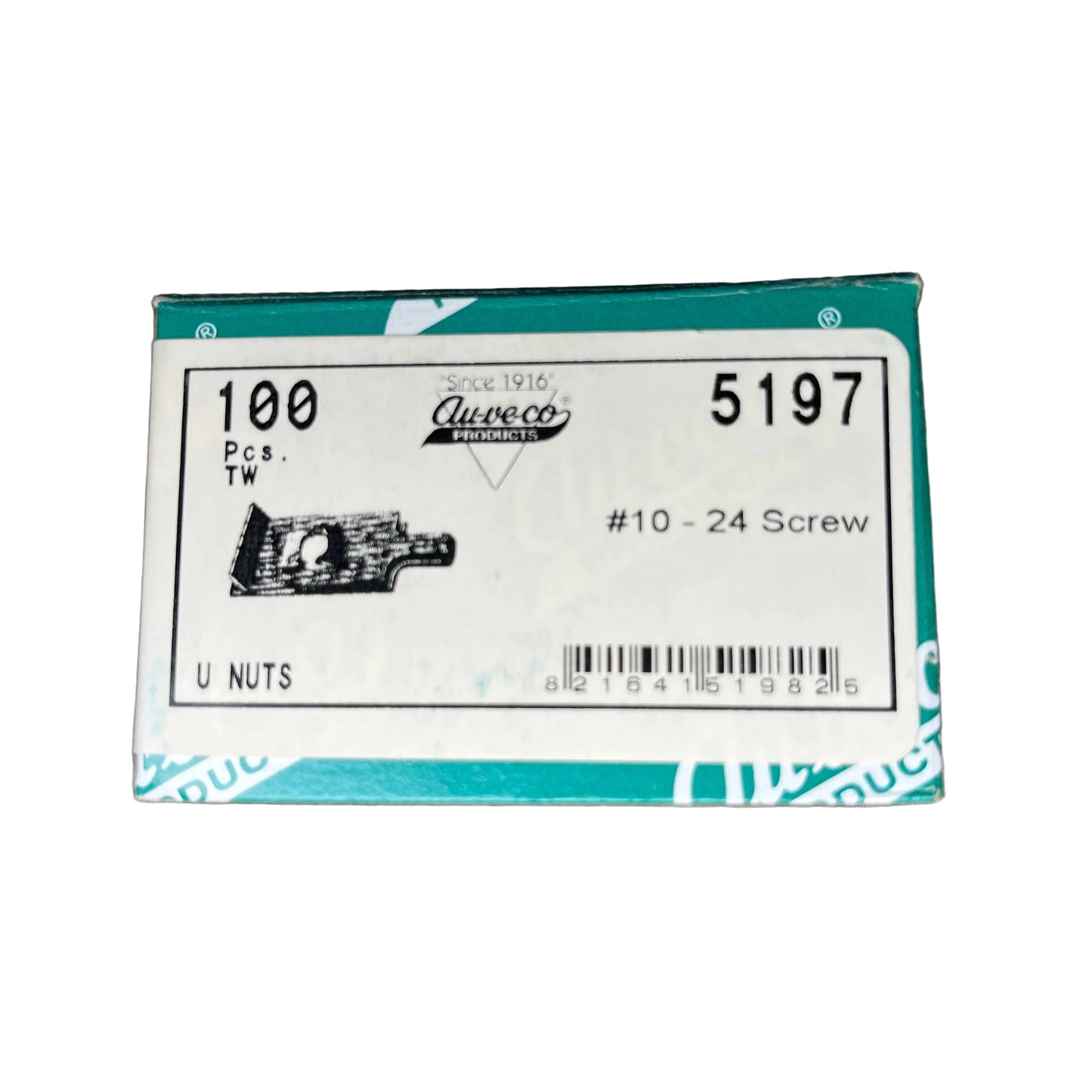 100-Auvec0 5197 U-Nut #10-24 Screw Size, 9/16" Center of Hole to Edge, Phosphate