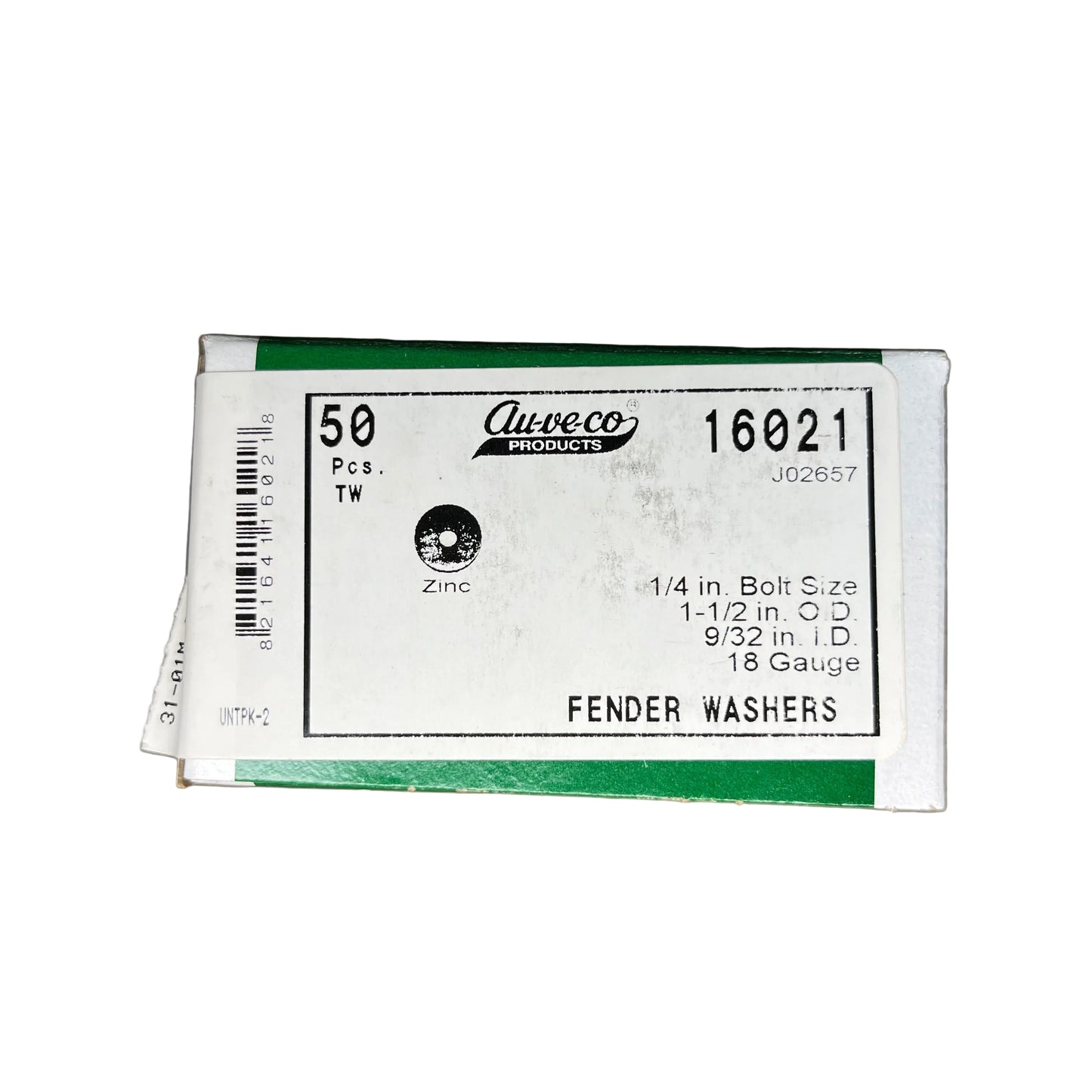 Universal Fender Washers 16021, Dimensions 1 1/2'' OD X 9/32'' ID X 18 ga.