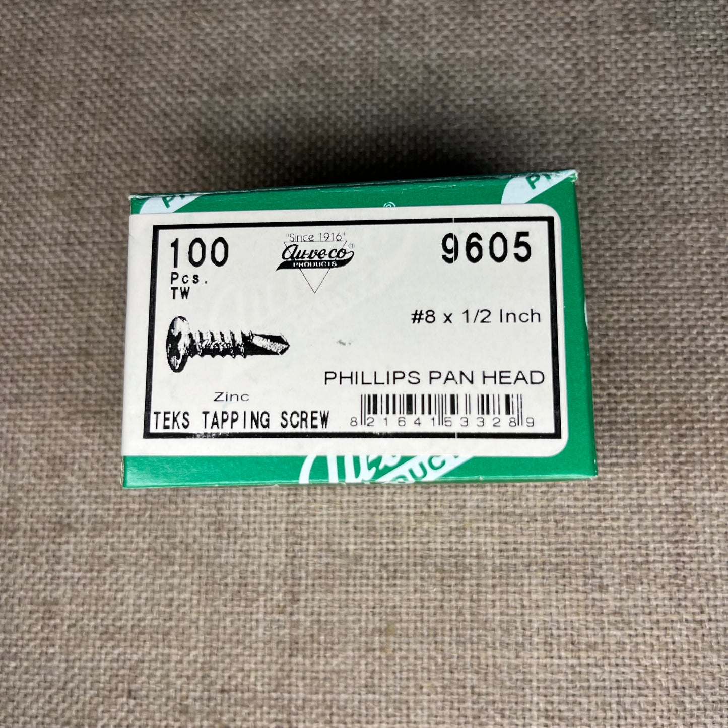 Auveco 9605 #8 X 1/2" Phillips Pan Head TEKS® Tapping Screw - Zinc 100 Pcs.