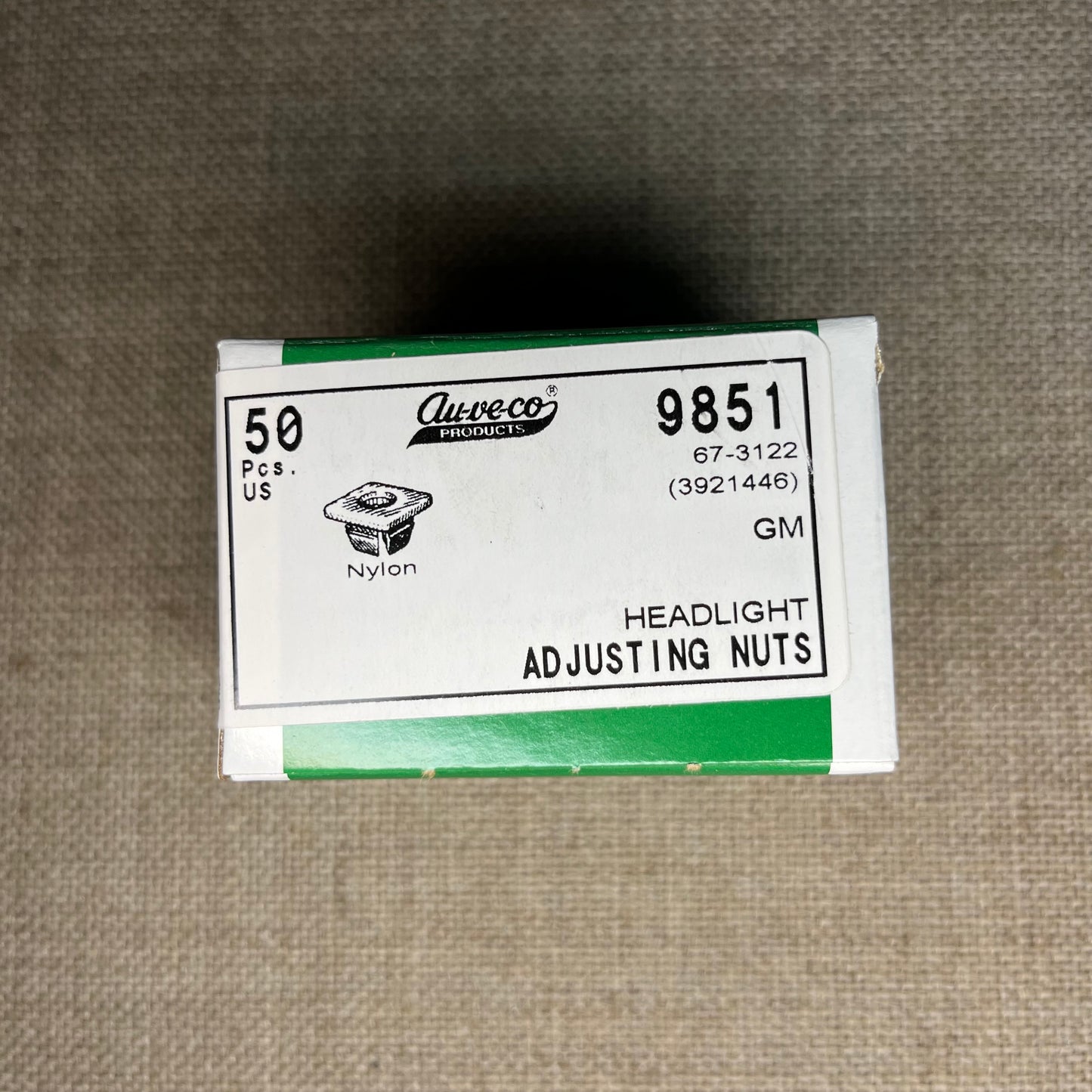 Auveco 9851 Headlight Adjusting Nut, Nylon, 1/4"-28 Screw, GM 3921446 Qty: 50