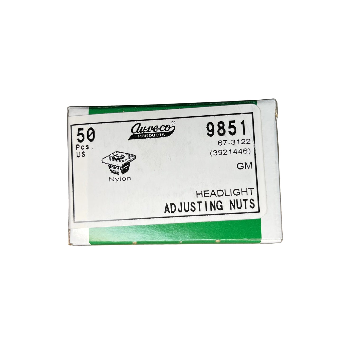 Auveco 9851 Headlight Adjusting Nut, Nylon, 1/4"-28 Screw, GM 3921446 Qty: 50