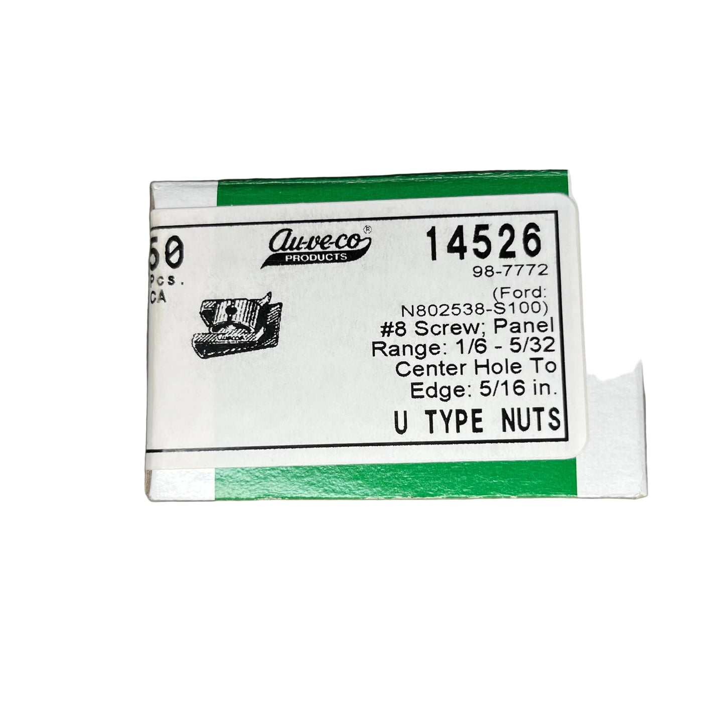 Aveco 14526 U Type Nuts Car Body Door Fender Panel Fastener Screw Metal Clips