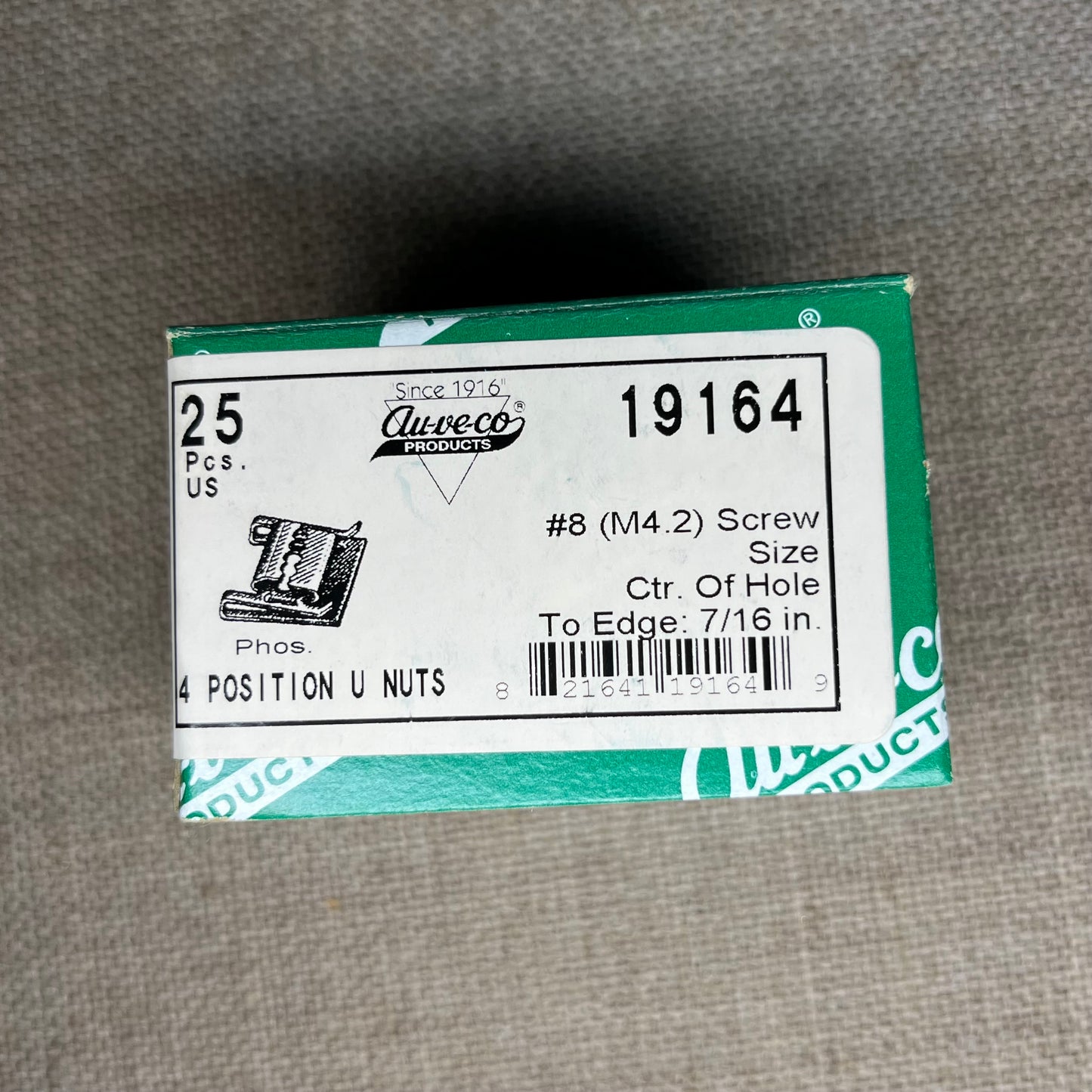 Aveco 19164 4 Position "U" Nuts Qty: 25