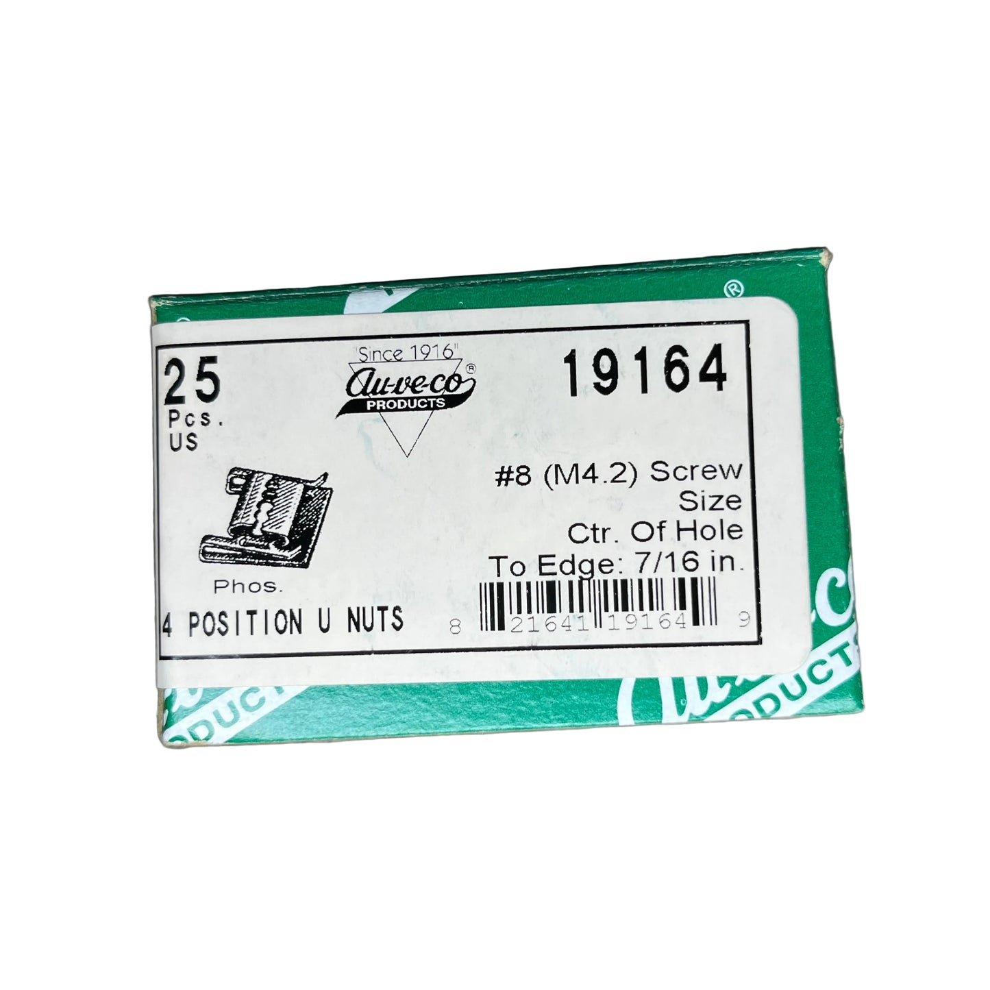 Aveco 19164 4 Position "U" Nuts Qty: 25