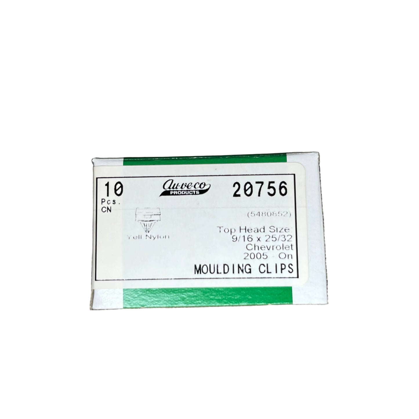 Auveco 20756 Moulding Clip, Yellow Nylon, for GMM 5480852 Qty: 10