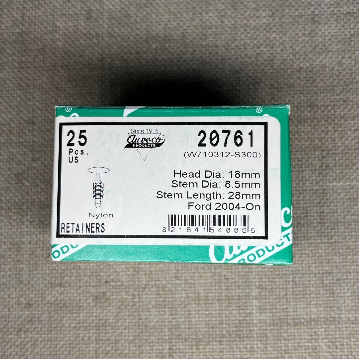 Auveco 20761 XMAS TREE RETAINER for Forrd Trucks 2004-On 25 Pcs.