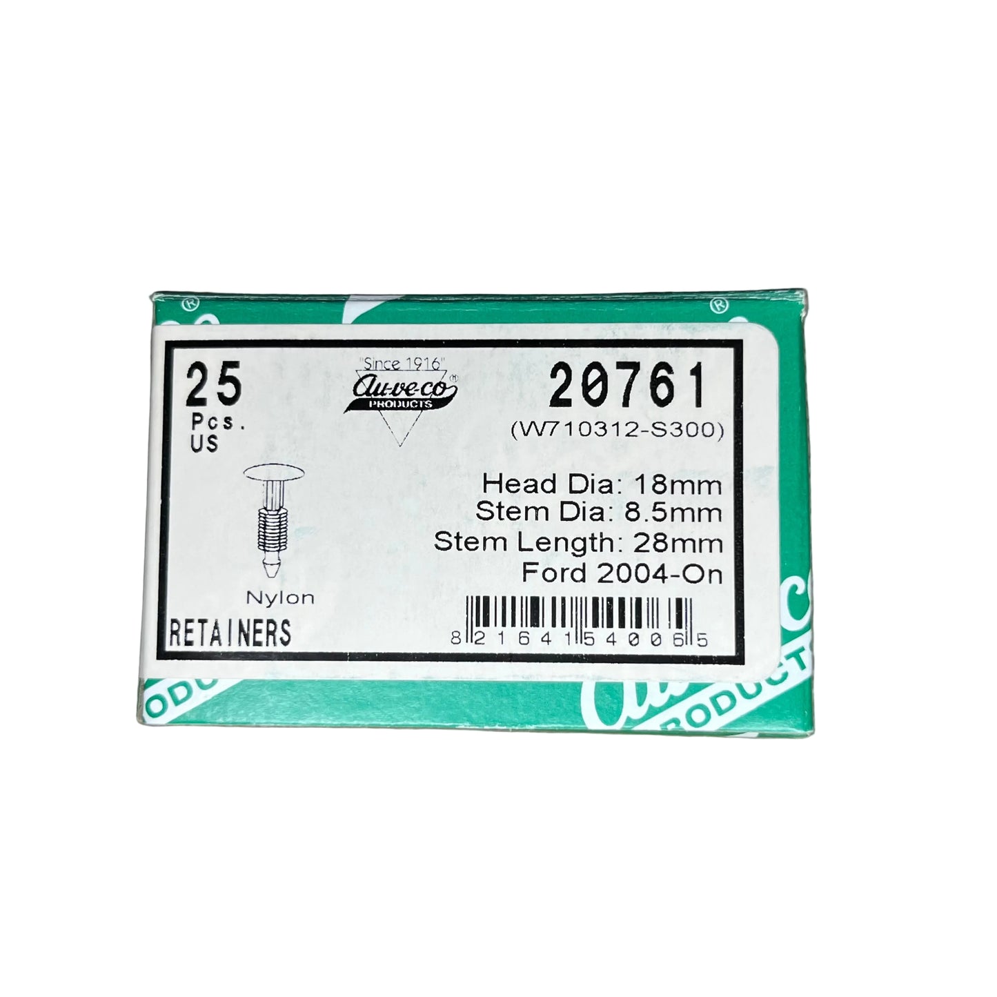 Auveco 20761 XMAS TREE RETAINER for Forrd Trucks 2004-On 25 Pcs.