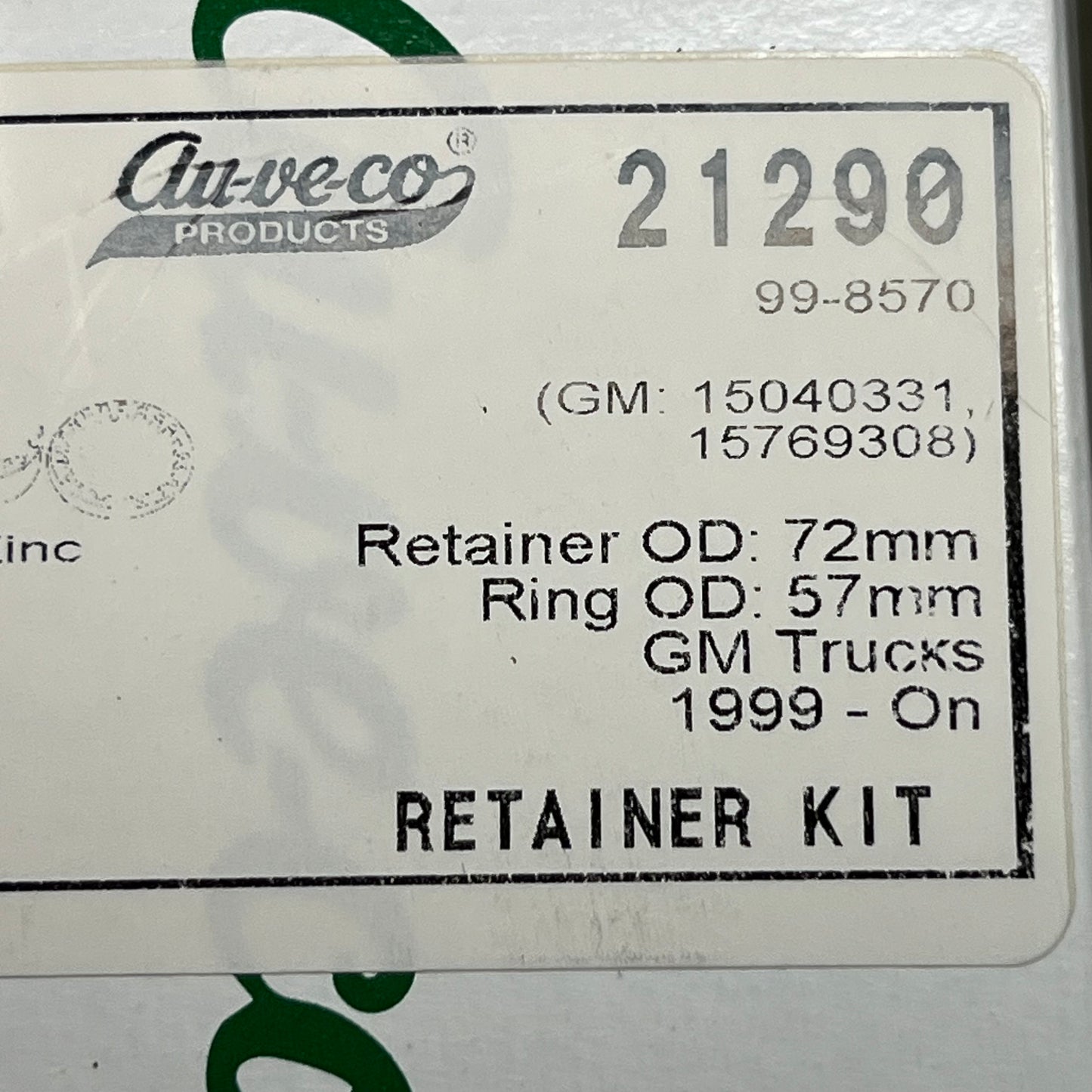 1 Spare Tire Lock Cylinder Housing Retainer & Lock Ring Auveco 21290 KT13766