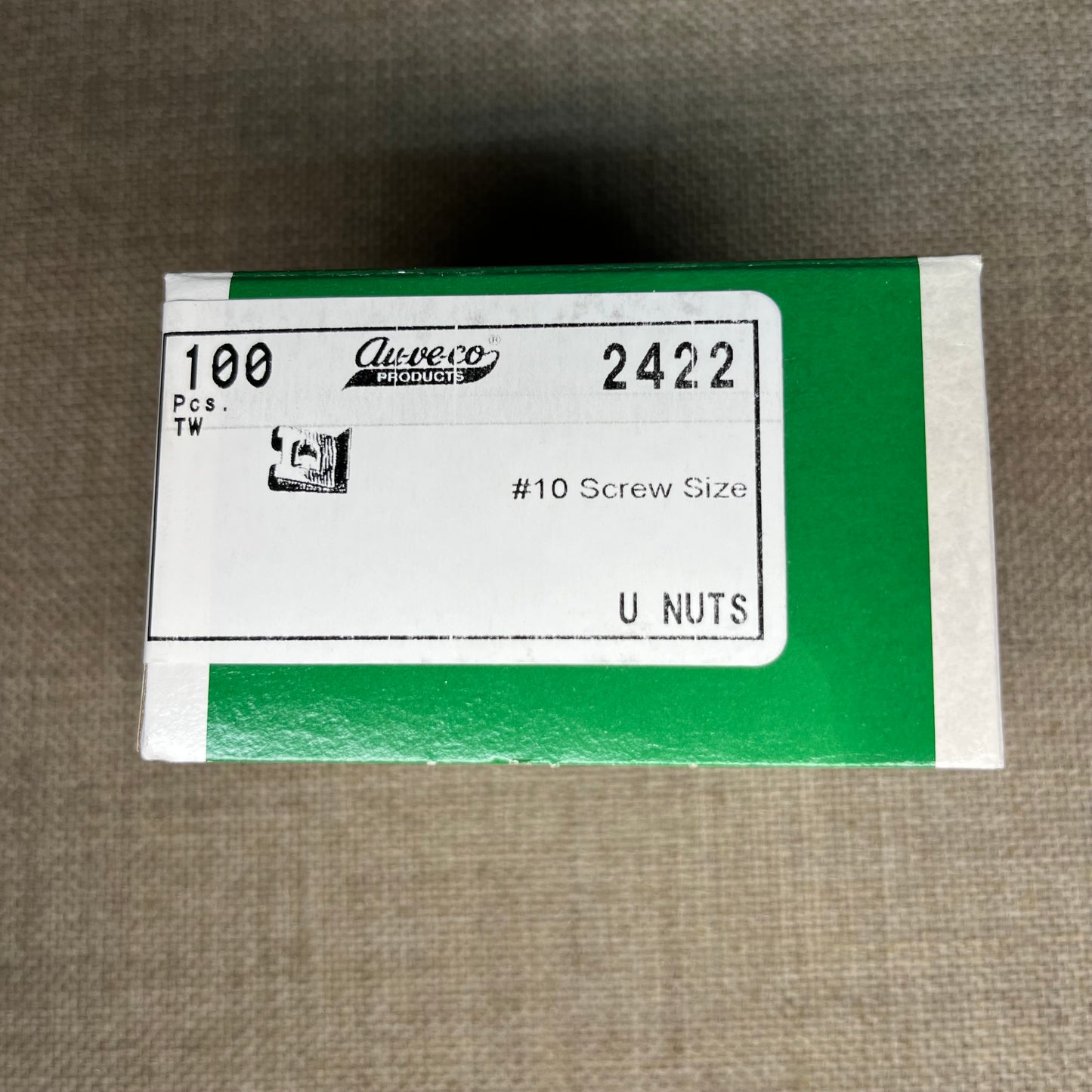 Auveco 2422 U NUT #10 SCREW SIZE .025-.064 PANEL RANGE (100pc)