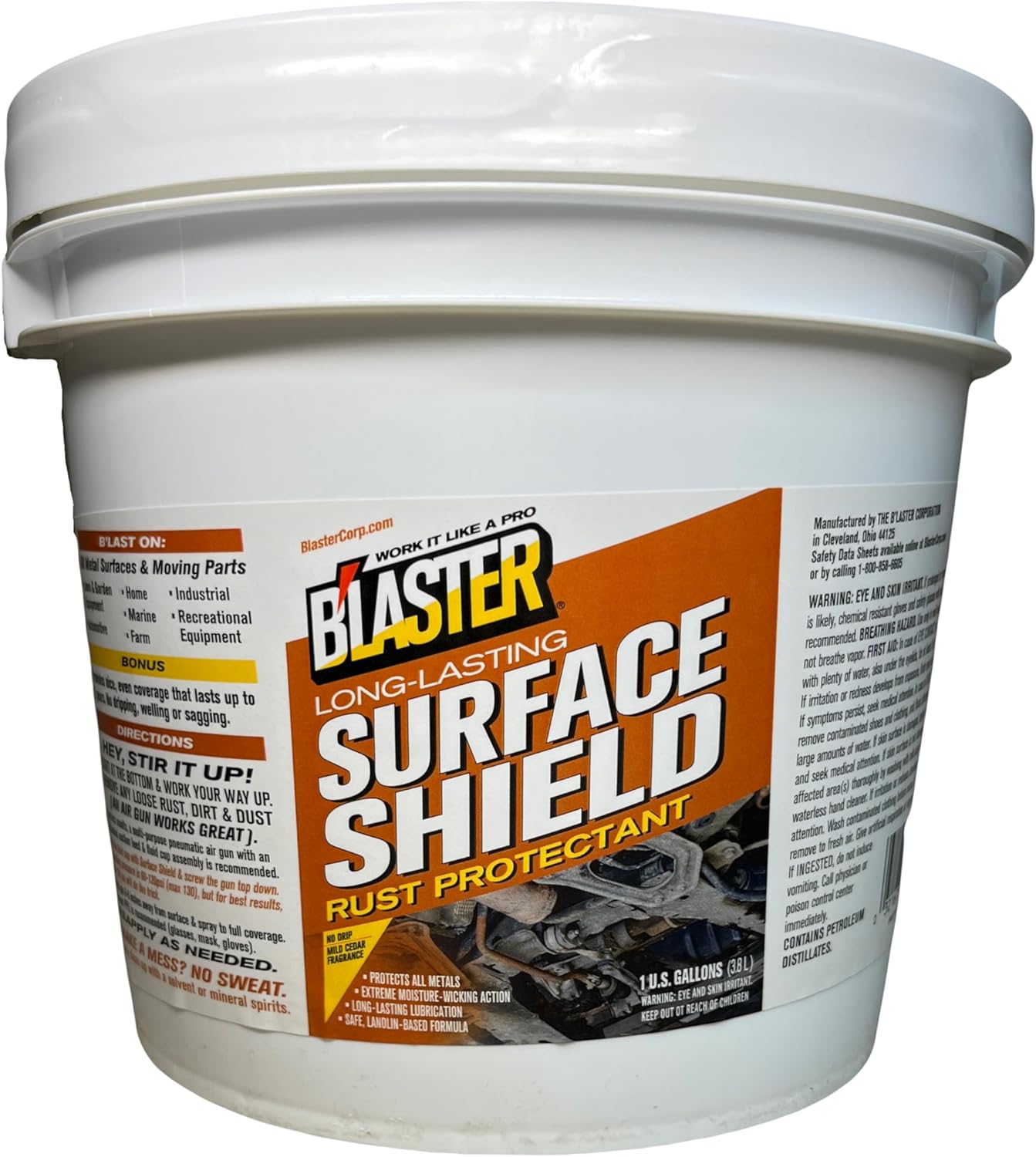 PB Blaster Surface Shield rust protection fluid bucket compatible with undercoating funnel and spray gun systems