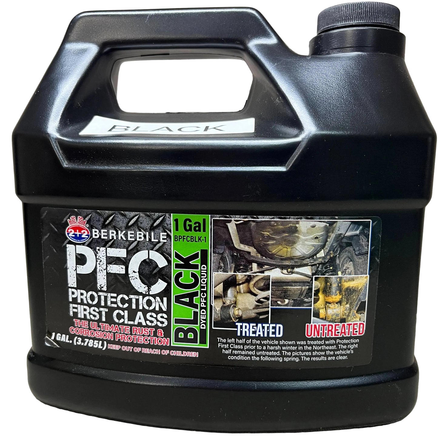 Berkebile PFC Black undercoating fluid gallon for automotive rust protection and corrosion prevention