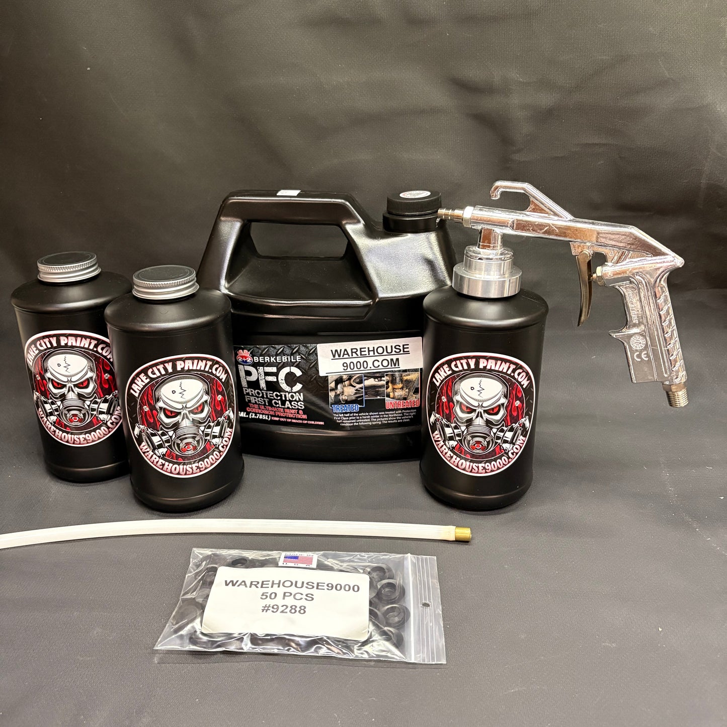 Gal. PFC Amber, Semi Pro Undercoating Gun, 1 Wand, 3 B Qt. Bottles, and 50 Rust Plugs