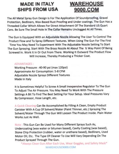 1 Gallon PFC Amber, Pro Undercoating Spray Gun, 2 Spray Wands, 3 Quart Bottles, and 50 Rust Plugs