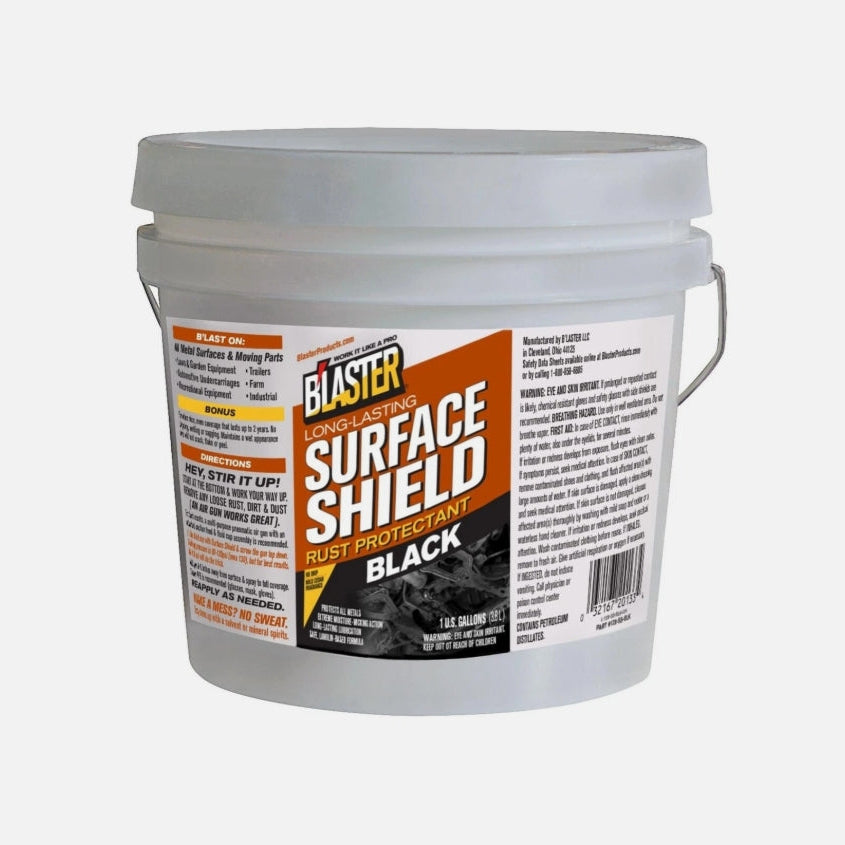 Surface Shield rust protection fluid bucket compatible with undercoating funnel and spray gun systems