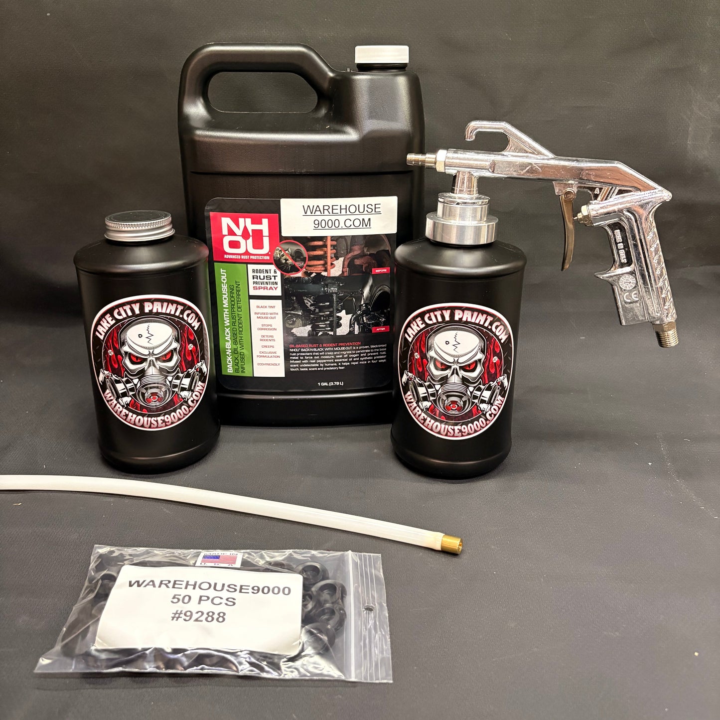 Gal. NH Oil, Semi Pro Undercoating Gun, 1 Wand, 2 B Qt. Bottles, and 50 Rust Plugs