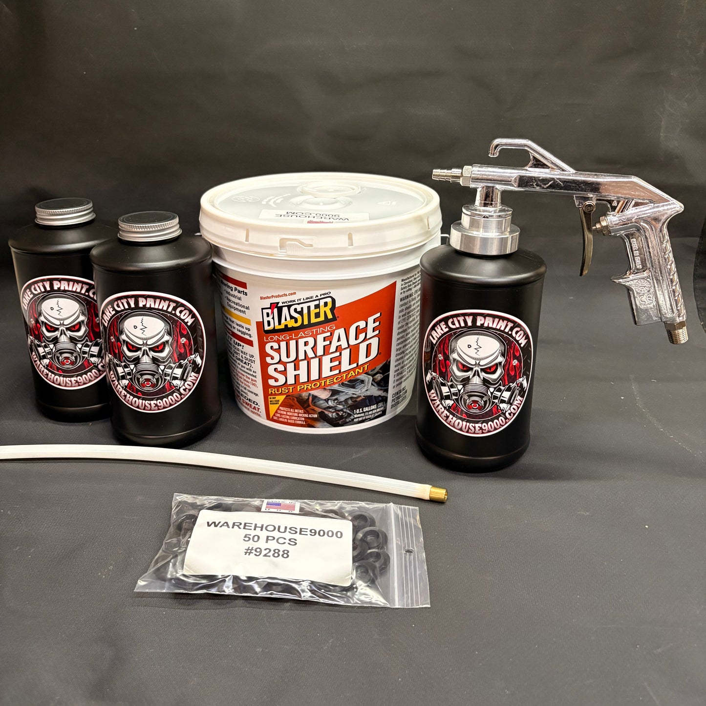 Gal. PB Blaster Amber, Semi Pro Undercoating Gun, 1 Wand, 3 B Qt. Bottles, and 50 Rust Plugs