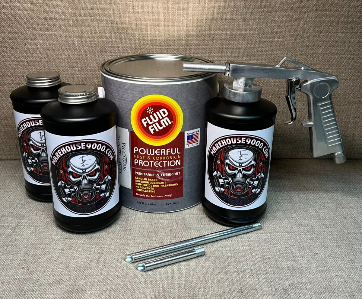 Gallon Fluid Film Amber, Standard Undercoating Gun, and 3 Black
