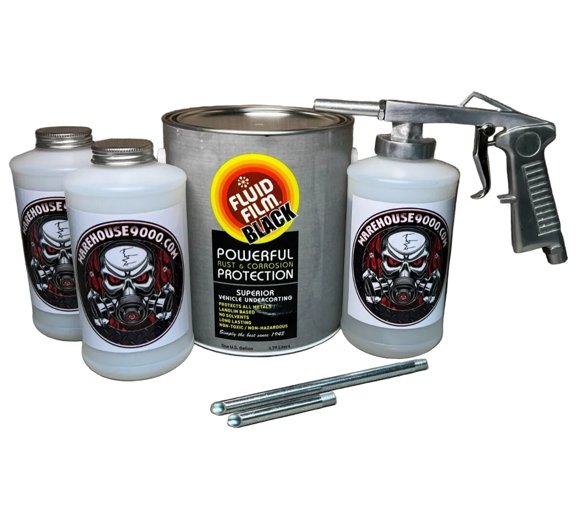 Fluid Film Black astro economy undercoating spray gun with bottle and rust protection fluid for automotive undercoating application