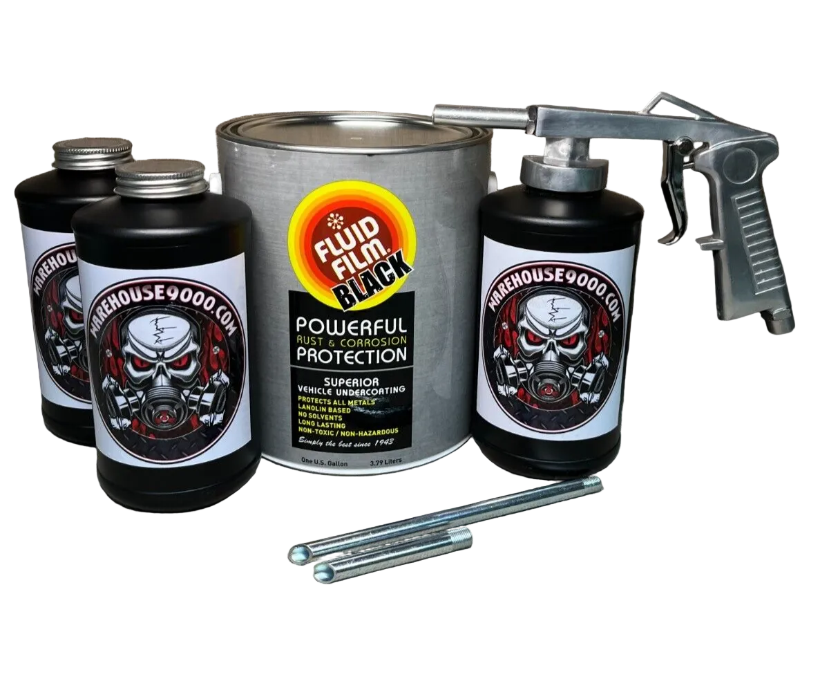 Fluid Film Black astro economy undercoating spray gun with bottle and rust protection fluid for automotive undercoating application