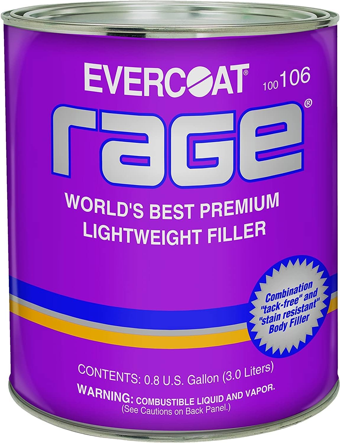 Evercoat Rage 100106 Premium Lightweight Body Filler Tack-Free and Stain-Free Body Filler WITH HARDENER