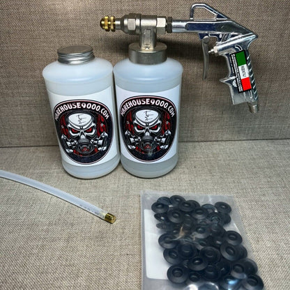 Pro Undercoating Spray Gun with 1 360* Wand, 2 Quart Bottles, and 50 Rust Plugs