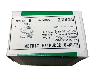 15 Auveco 22838 GM EXTRUDED U NUT 11548585