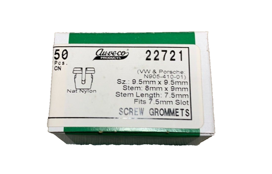 50 Auveco 22721 Screw Grommet for M4.2 (#8) Screw, for VWW, Posche N905-410-01