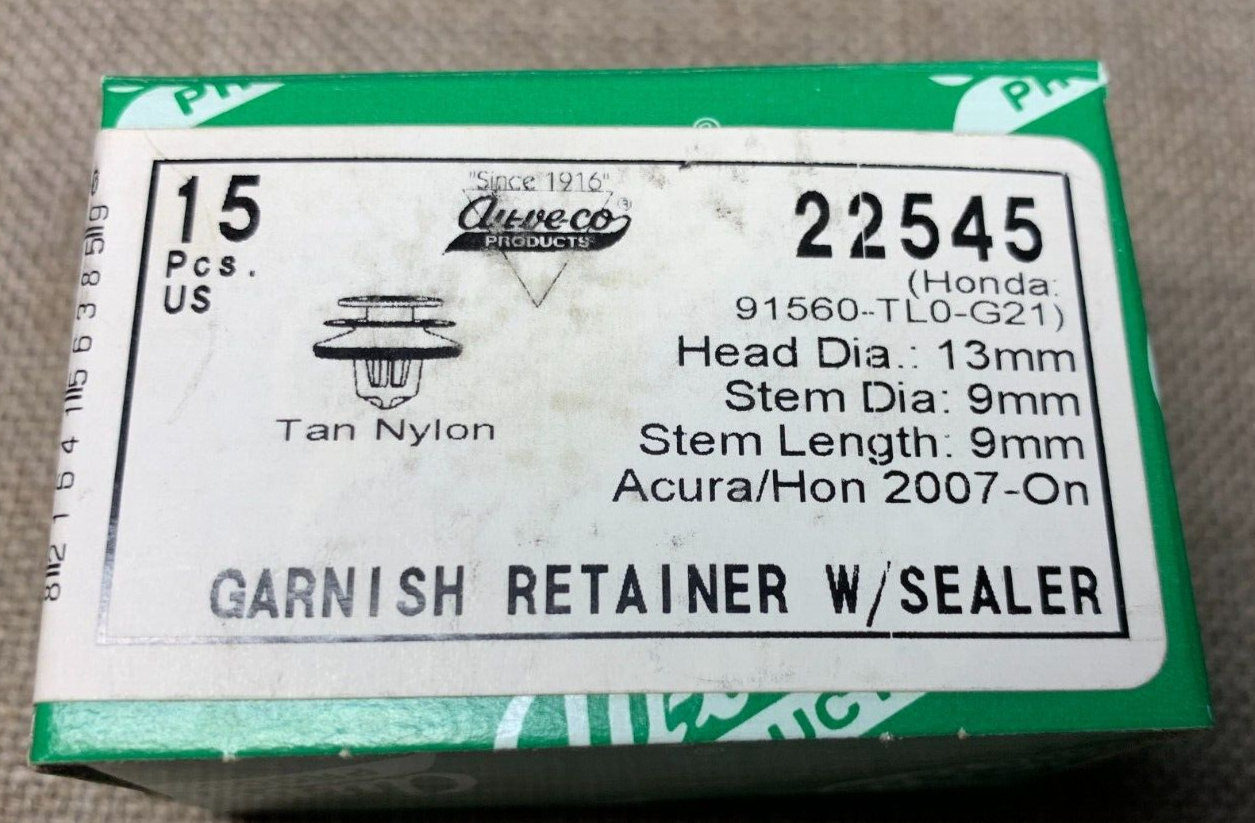 15 Auveco 22545 Garnish Retainer With Sealer , Tan Nylon