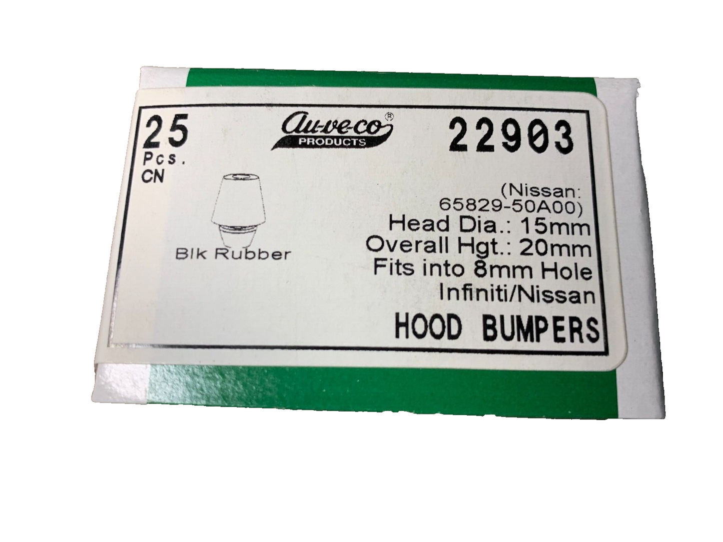 25 Auveco - 22903 - Hood Bumpers Black Rubber 65829-50A00